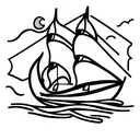 burning ship tattoo design idea