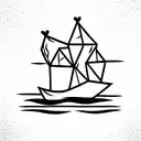 burning ship tattoo design idea