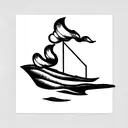 burning ship tattoo design idea