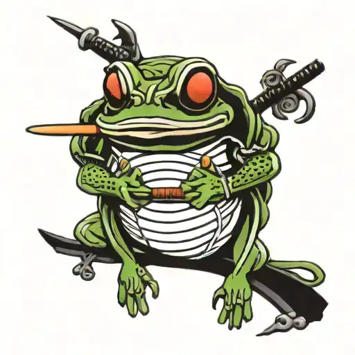 samurai frog tattoo design idea