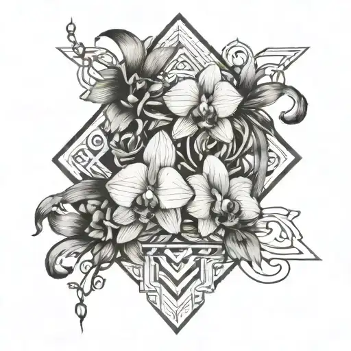Tiara and orchid intertwined tattoo design idea