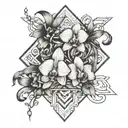 Tiara and orchid intertwined tattoo design idea