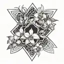 Tiara and orchid intertwined tattoo design idea