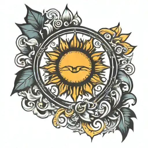 sun and paw prints and the word hero tattoo design idea