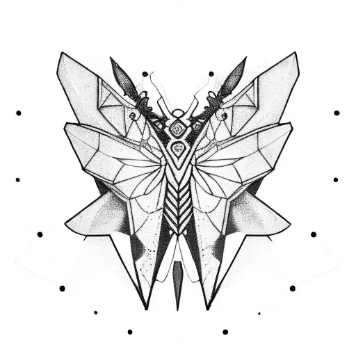 Cyberpunk hexagon subdermal armor lunar moth tattoo design idea