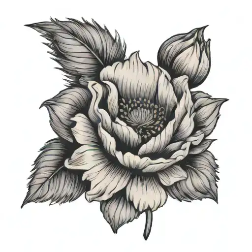 aster flower and poppy flower tattoo design idea