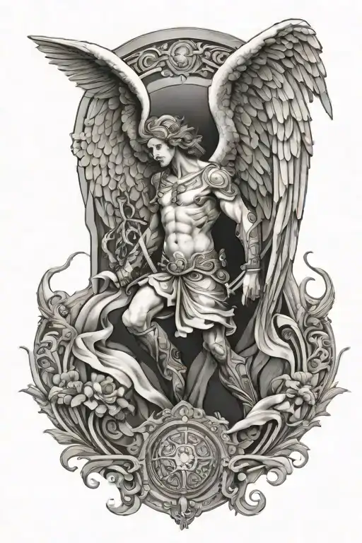 arc angel Michael tattoo design idea