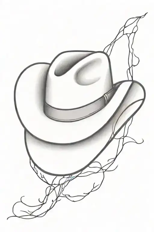 heartbeat line with cowboy hat in the middle one drop of blood on the elbow end  tattoo design idea