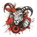 dark, morbid, evil eyes, scatch, black and white, aries head tattoo design idea