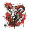 dark, morbid, evil eyes, scatch, black and white, aries head tattoo design idea