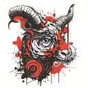 dark, morbid, evil eyes, scatch, black and white, aries head tattoo design idea