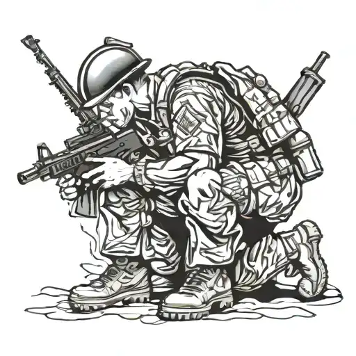 soldier kneeling memorial tattoo design tattoo design idea