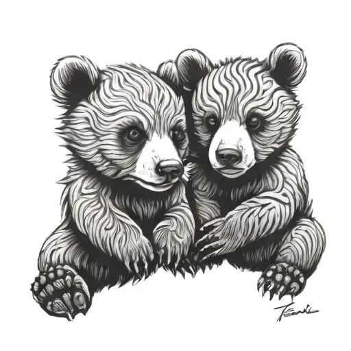 bear cubs playing tattoo design idea