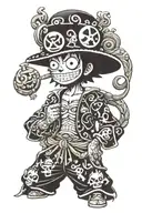 brook one piece anime tattoo design idea