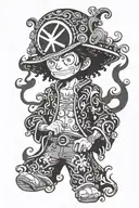 brook one piece anime tattoo design idea