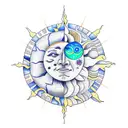 Sun and Moon tattoo design idea