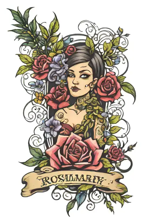rosemary kiomara Elizabeth name written tattoo design idea