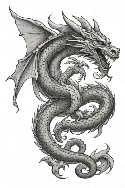 Brojanica, orthodox, dragon wrapped tattoo design idea