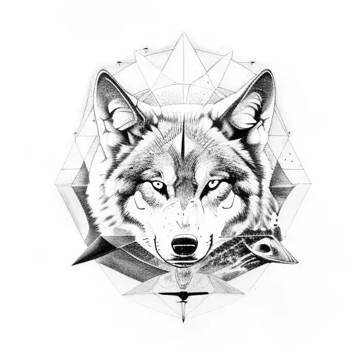 galaxy black wolf dark side of the moon sleeve  tattoo design idea