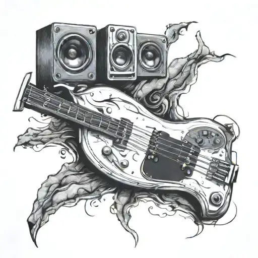 Speaker and Bass tattoo design idea