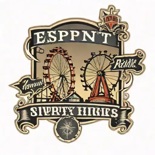 street sign with ferris wheel and shading and ESPN as well tattoo design idea