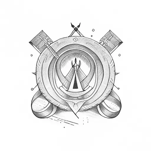 Harp and Bow and arrow tattoo design idea