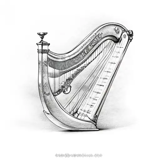 Harp and Bow and arrow tattoo design idea