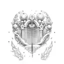 harp and bow tattoo design idea