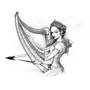 Harp and Bow and arrow tattoo design idea