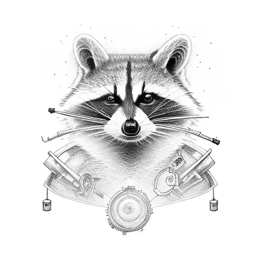 mechanic racoon beer and a joint tattoo design idea
