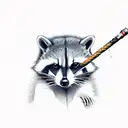 mechanic racoon beer and a joint tattoo design idea