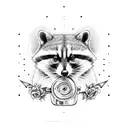 mechanic racoon beer and a joint tattoo design idea