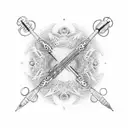 infinity stethoscope with peacock flute  tattoo design idea