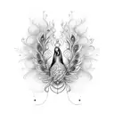 infinity stethoscope with peacock flute  tattoo design idea