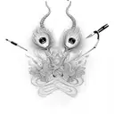 infinity stethoscope with peacock flute  tattoo design idea