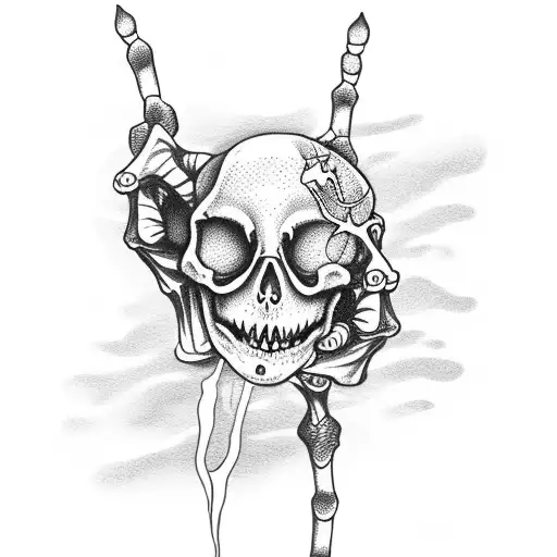 skeleton hand with candle  tattoo design idea