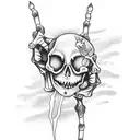 skeleton hand with candle  tattoo design idea