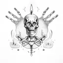 skeleton hand with candle  tattoo design idea