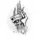 skeleton hand with candle  tattoo design idea