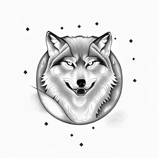 A tattoo of a wolf howling at the moon, surrounded by binary code tattoo design idea