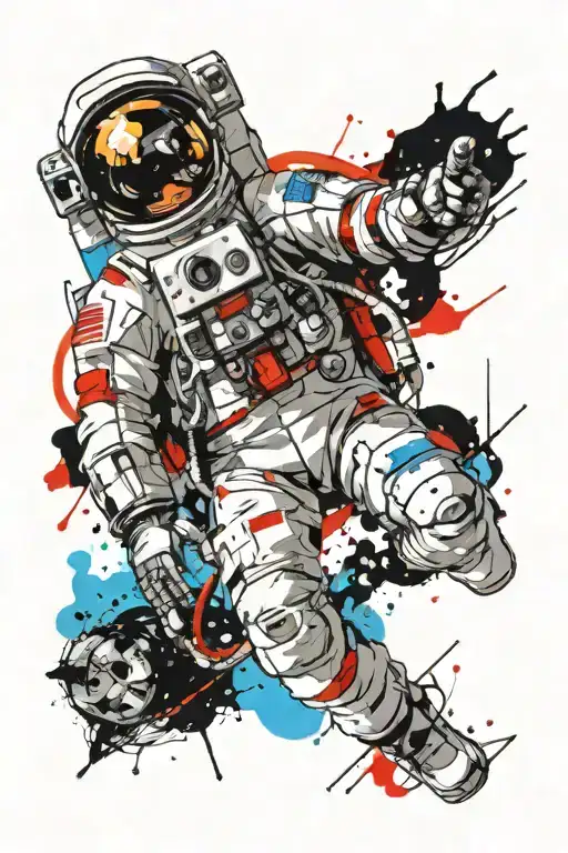 an astronaut whose breathing tube goes into a vein tattoo design idea