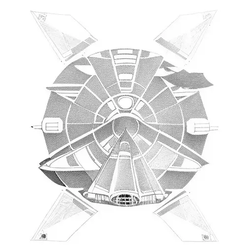 paper plane with the shadow of the millenium falcon tattoo design idea