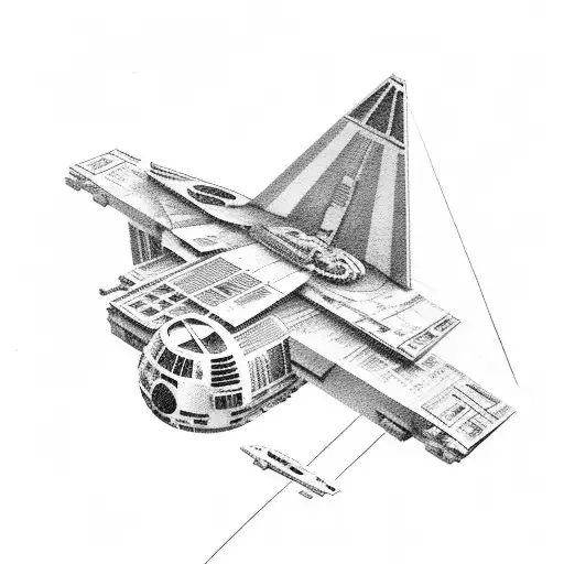 paper plane with the shadow of the millenium falcon tattoo design idea
