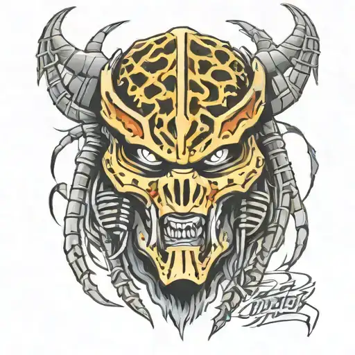 predator masked tattoo design idea
