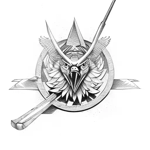 Eagle, Cane, Axe, Guitar and Motorcycle tattoo design idea