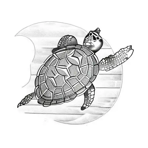 turtle with compass on back tattoo design idea