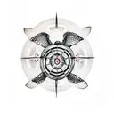 turtle with compass on back tattoo design idea