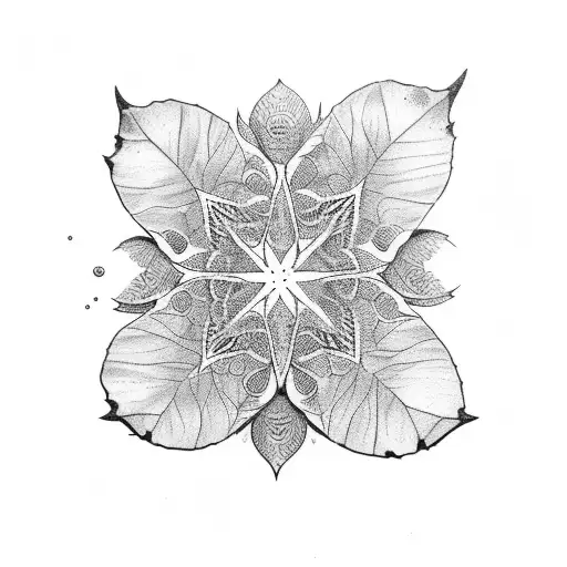 five leaf black clover tattoo design idea