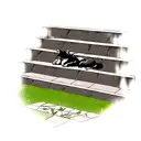 five leaf black clover in the middle, stairs in heaven on the top, black wolf on bottom tattoo design idea