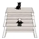 five leaf black clover in the middle, stairs in heaven on the top, black wolf on bottom tattoo design idea